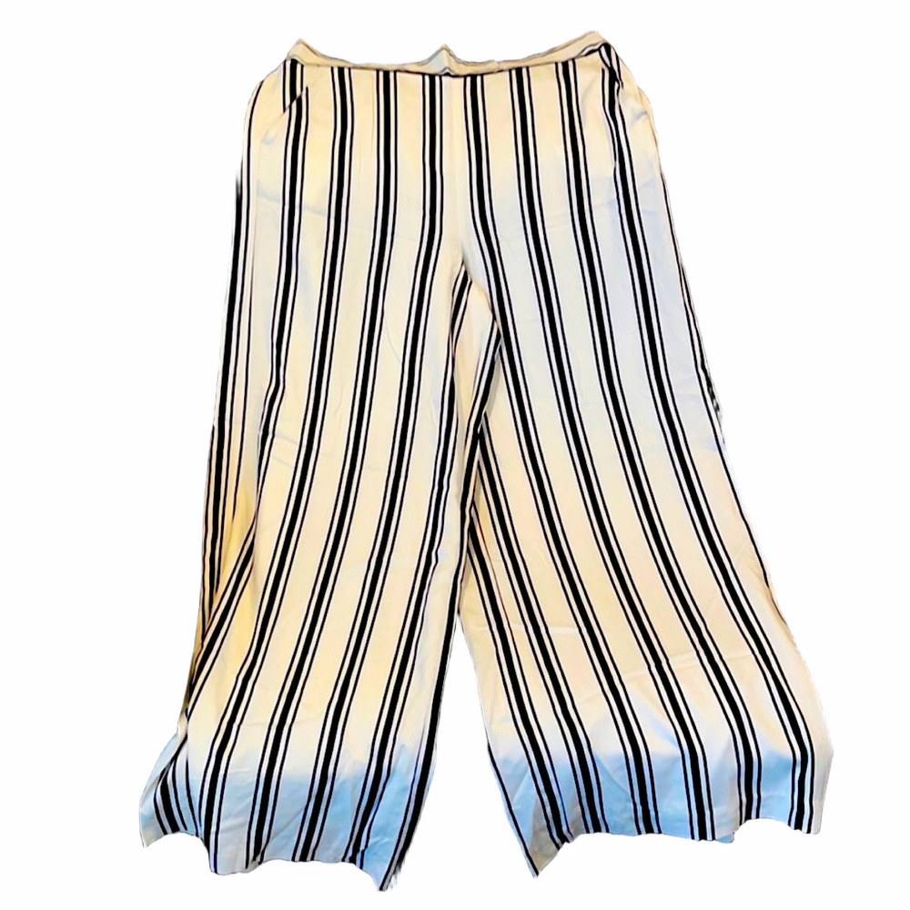1. State White & Navy stripe wide leg pants